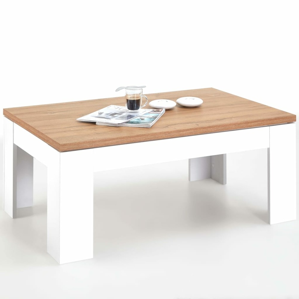 Table basse 110 x 70 x 45,5 cm blanc et chêne 4003-007