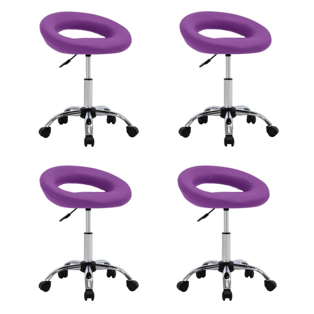 Chaises pivotantes à manger lot de 4 violet similicuir