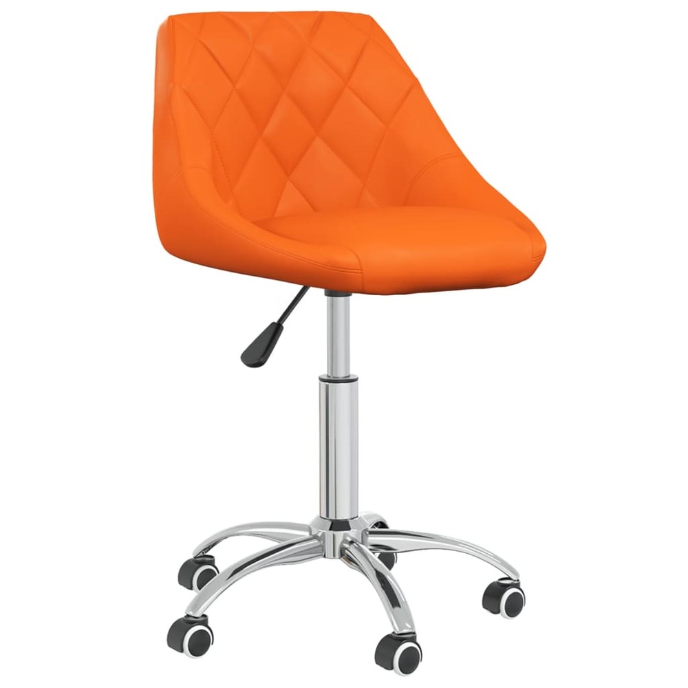 Chaise de bureau pivotante orange similicuir