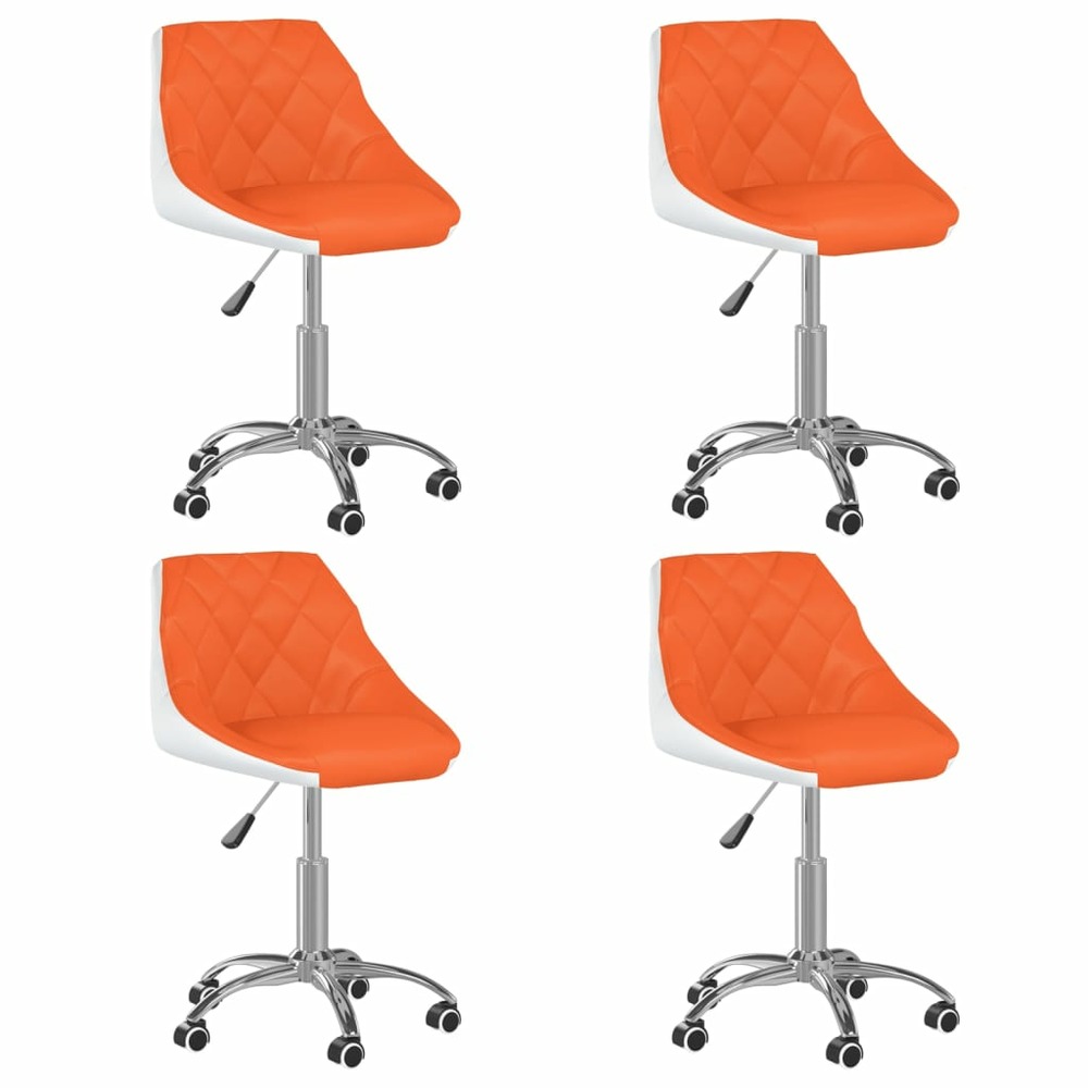 Chaises à dîner pivotantes 4 pcs orange et blanc similicuir
