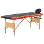 Table de massage pliable 4 zones bois noir et orange