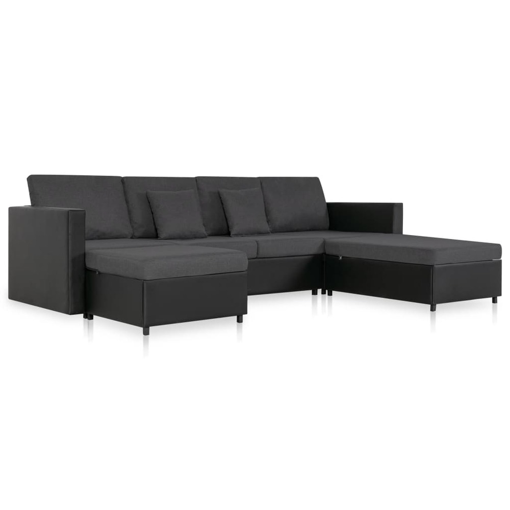 Canapé-lit extensible à 4 places similicuir noir