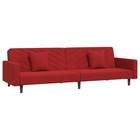 Canapé-lit à 2 places et deux oreillers rouge bordeaux velours