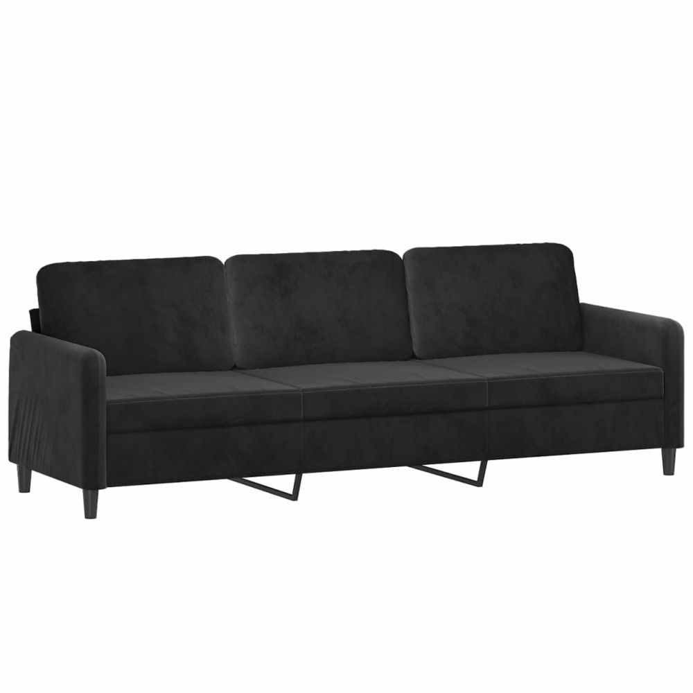 Canapé à 3 places noir 210 cm velours