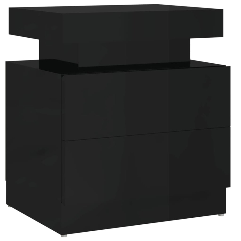 Table de chevet noir brillant 45x35x52 cm aggloméré