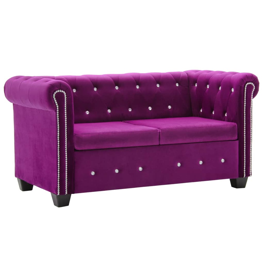 Canapé à 2 places revêtement en velours 146x75x72 cm violet