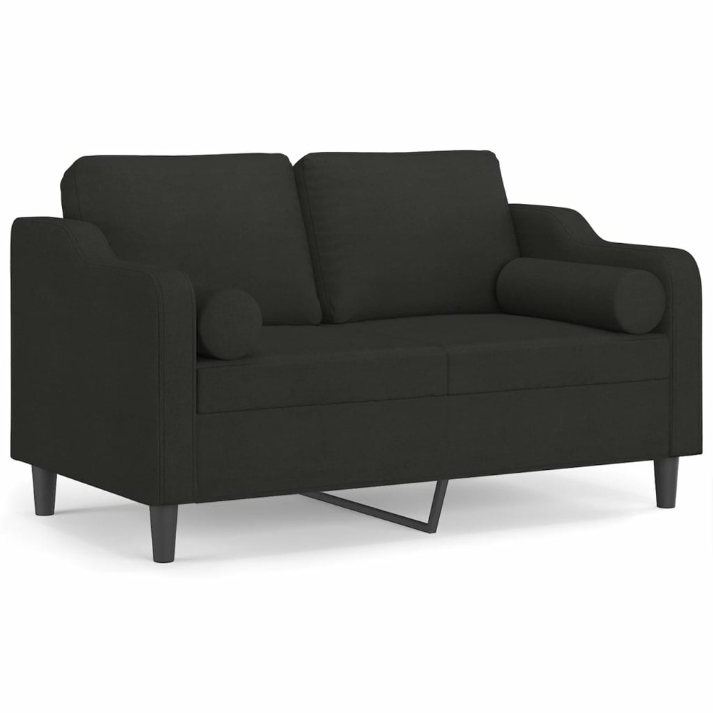 Canapé 2 places et oreillers et coussins noir 120 cm tissu