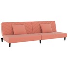 Canapé-lit à 2 places avec deux oreillers rose velours