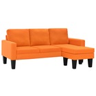 Canapé à 3 places avec pouf tissu orange
