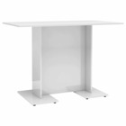 Table à dîner blanc brillant 110x60x75 cm bois d'ingénierie