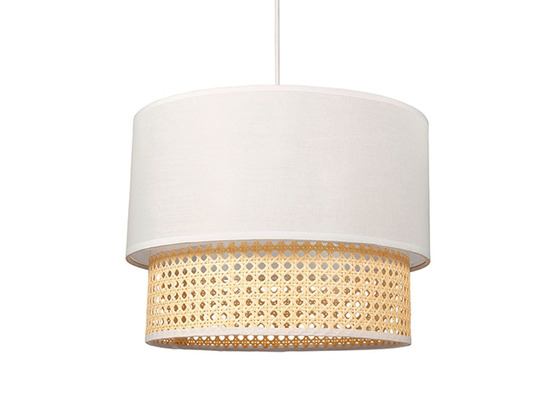Suspension gigogne cannage et tissu blanc