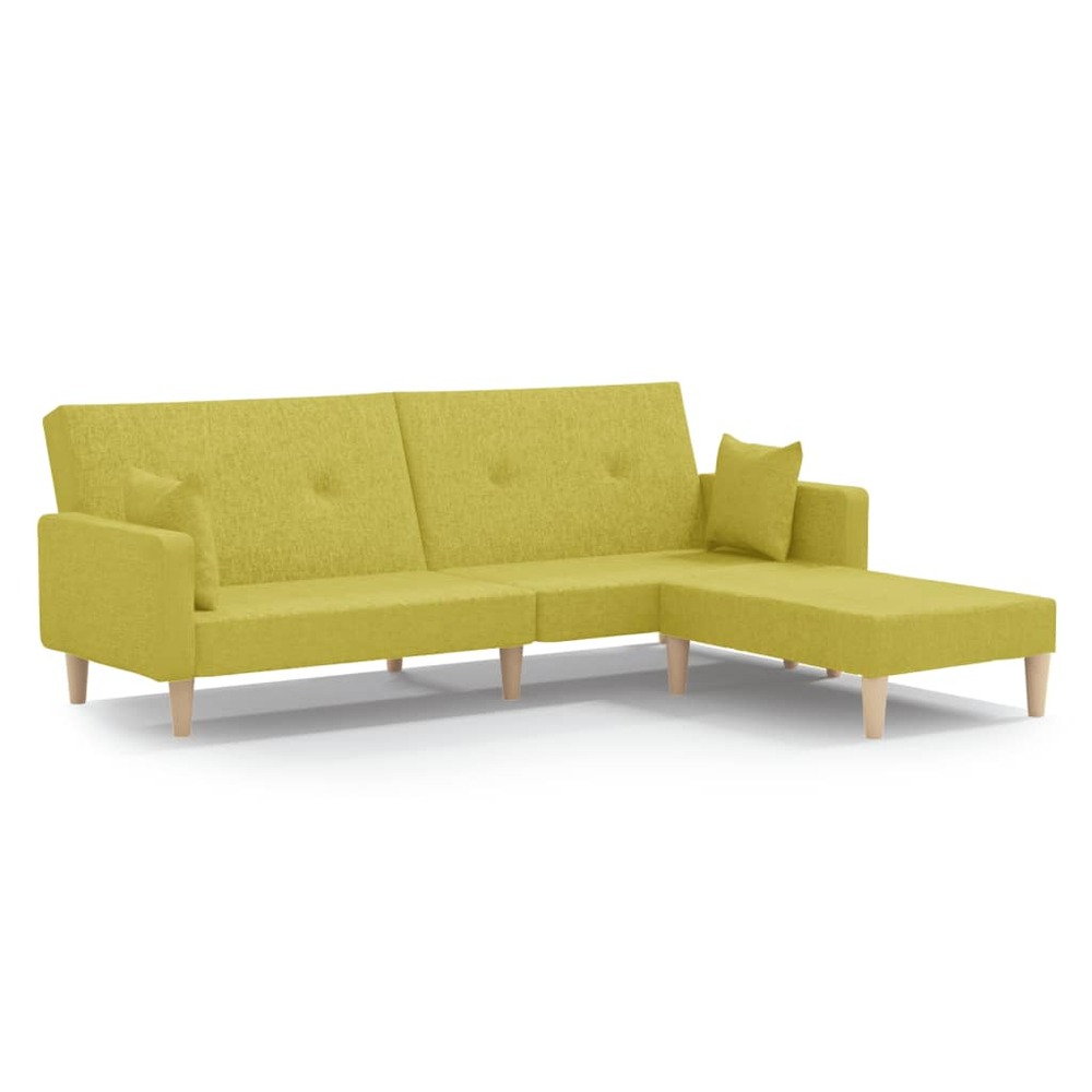 Canapé-lit à 2 places avec repose-pied vert tissu