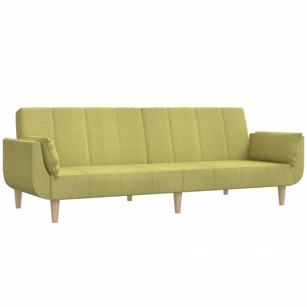Canapé-lit à 2 places avec deux oreillers vert tissu