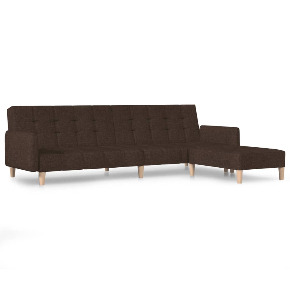 Canapé-lit à 2 places avec repose-pied marron foncé tissu