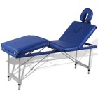 Table pliable de massage bleu 4 zones avec cadre en aluminium