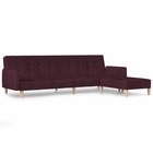 Canapé-lit à 2 places avec repose-pied violet tissu
