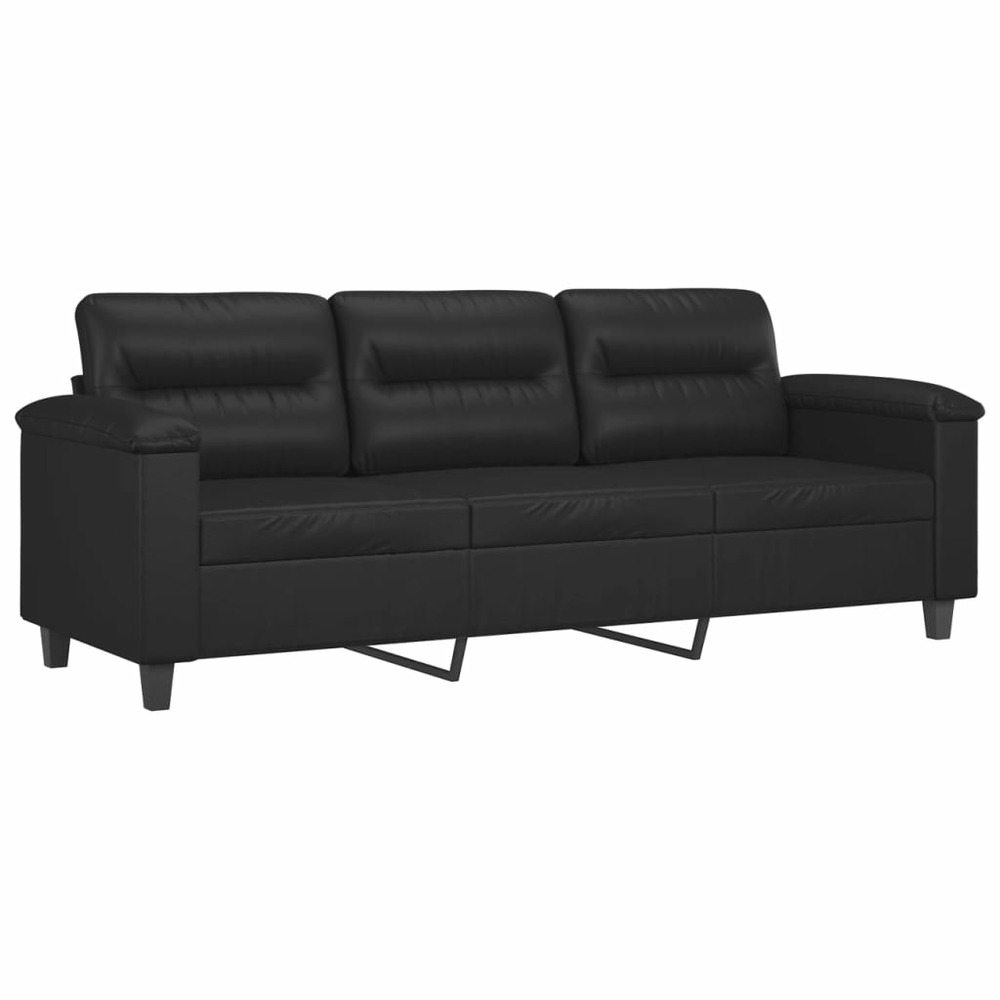 Canapé à 3 places noir 180 cm similicuir