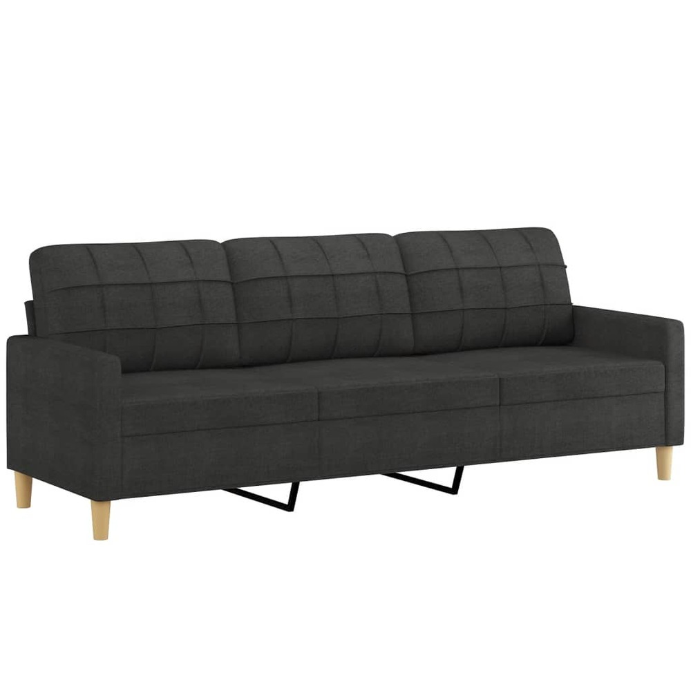 Canapé à 3 places noir 210 cm tissu