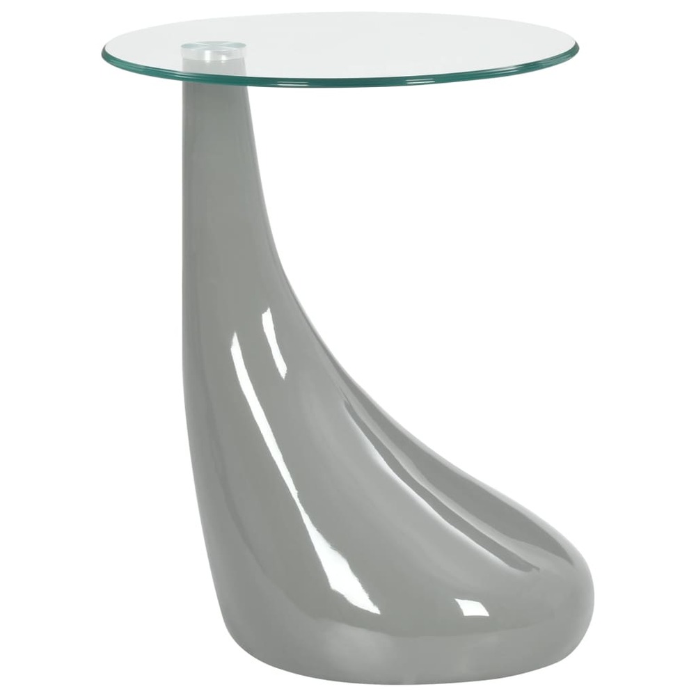 Table basse avec dessus de table en verre rond gris brillant