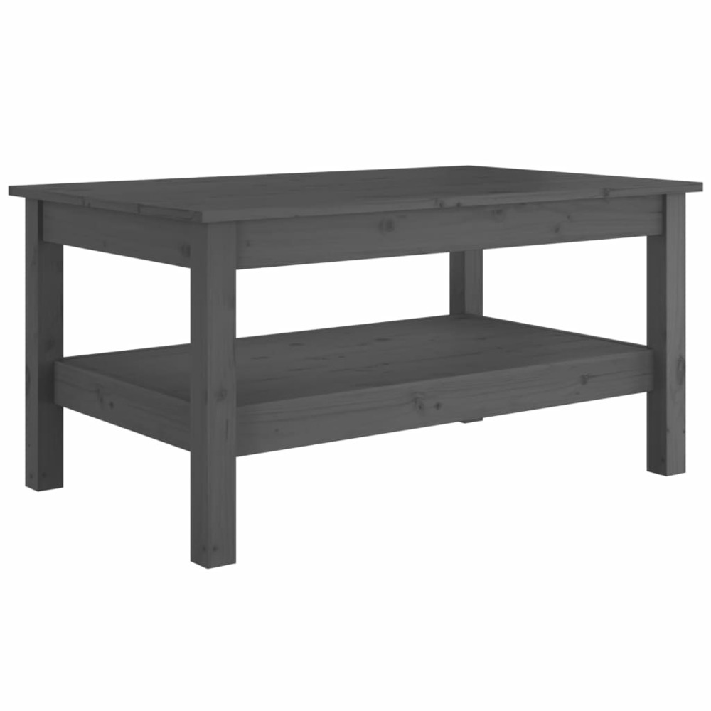 Table basse gris 80x50x40 cm bois massif de pin