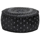 Pouf rond avec broderie velours 60 x 25 cm anthracite