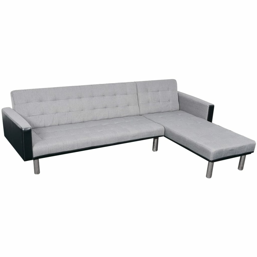 Canapé-lit d'angle tissu noir et gris