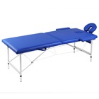 Table pliable de massage bleu 2 zones avec cadre en aluminium