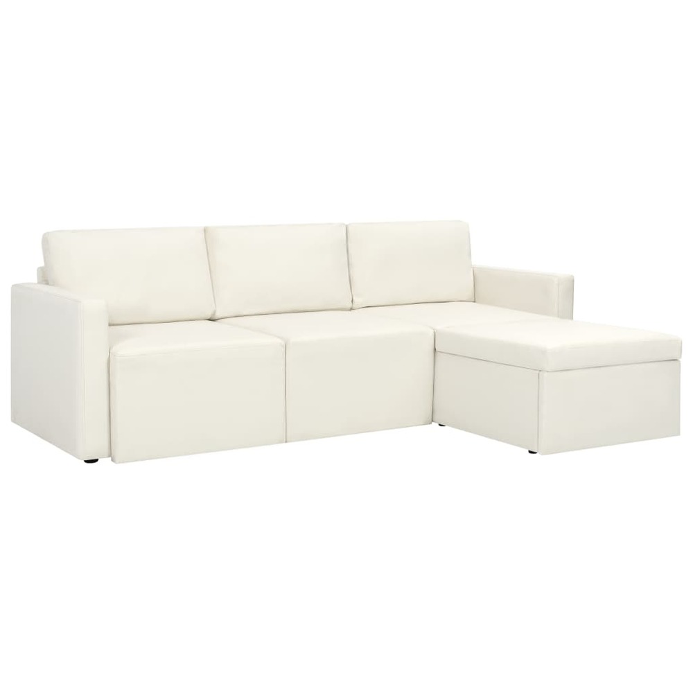 Canapé extensible à 3 places simili-cuir blanc