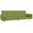 Canapé-lit à 2 places avec deux oreillers vert clair velours