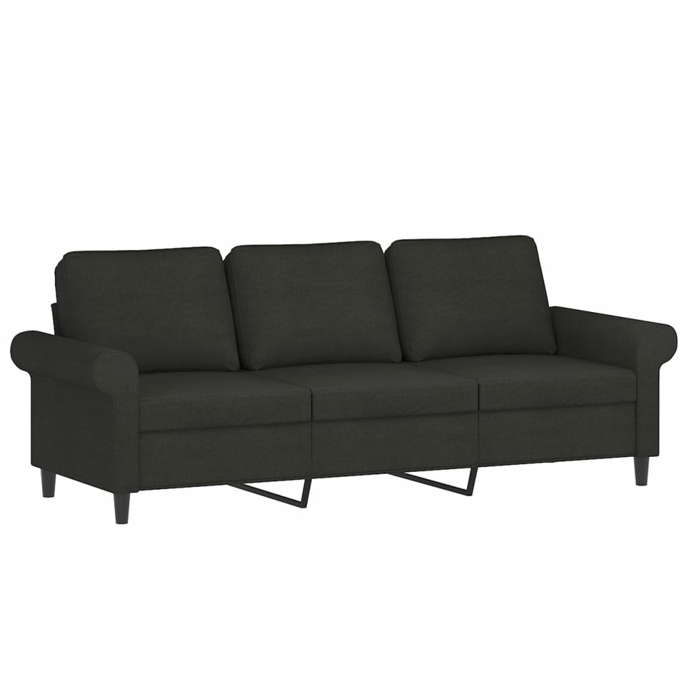 Canapé à 3 places noir 180 cm tissu