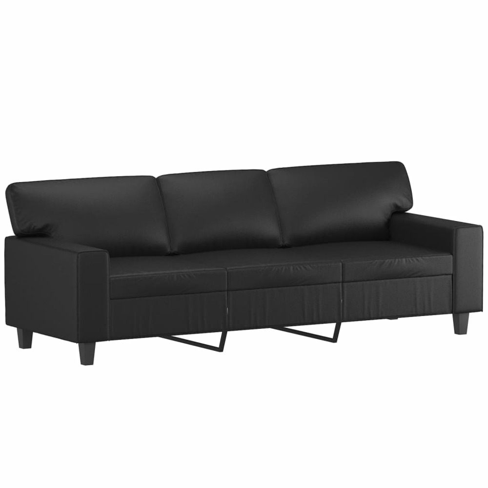Canapé à 3 places noir 180 cm similicuir