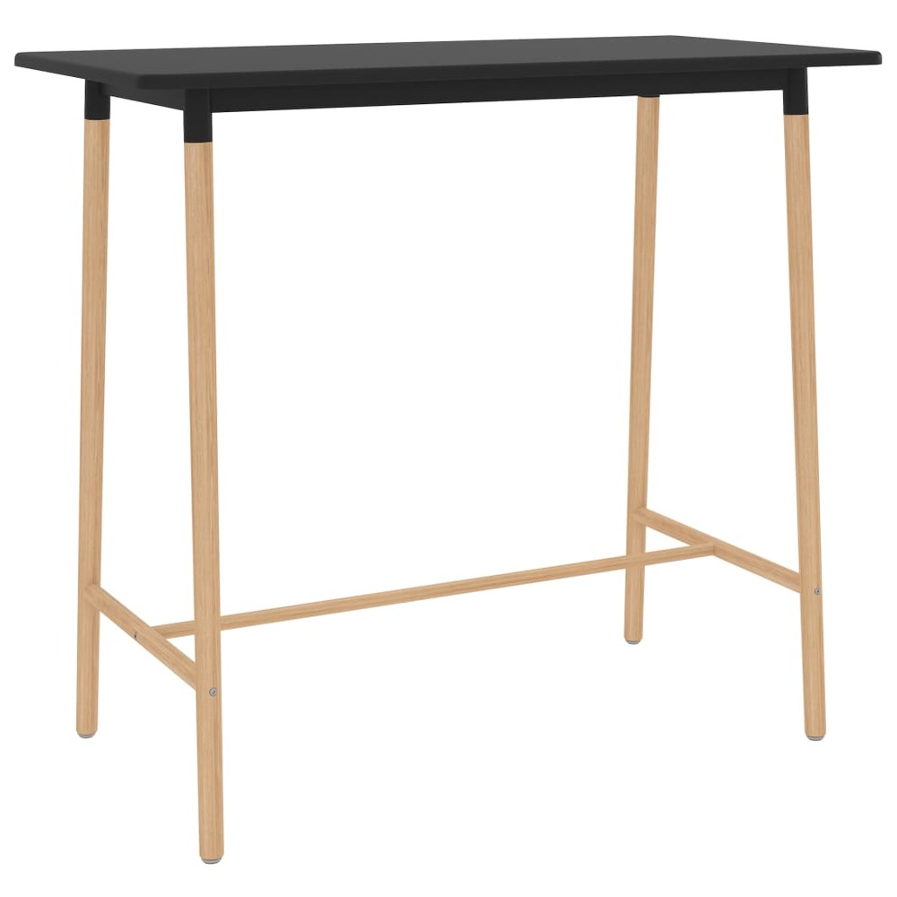 Table de bar noir 120x60x105 cm mdf et bois de hêtre massif