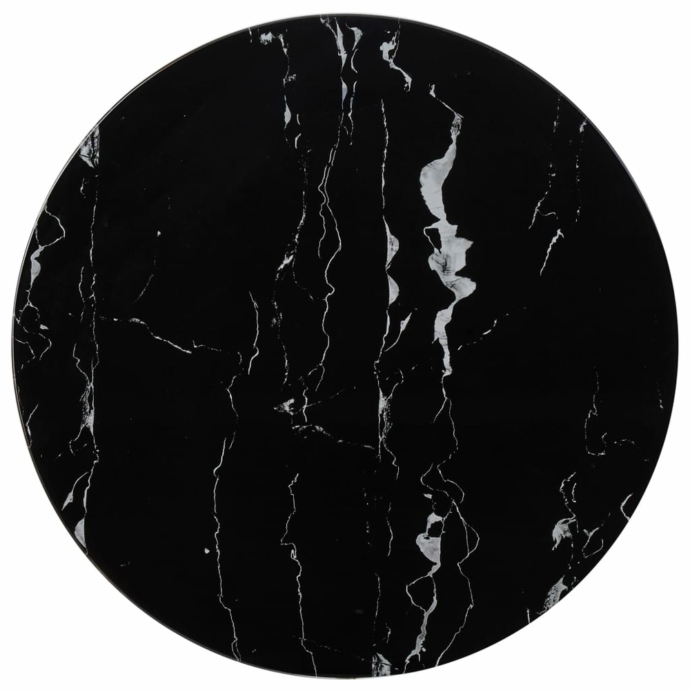 Dessus de table noir ø70 cm verre avec texture de marbre