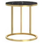 Table d'appoint doré et marbre noir 45 cm verre trempé