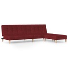 Canapé-lit à 2 places avec repose-pied rouge bordeaux tissu