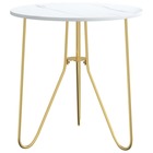 Table à thé doré et marbre blanc 48 cm mdf et fer