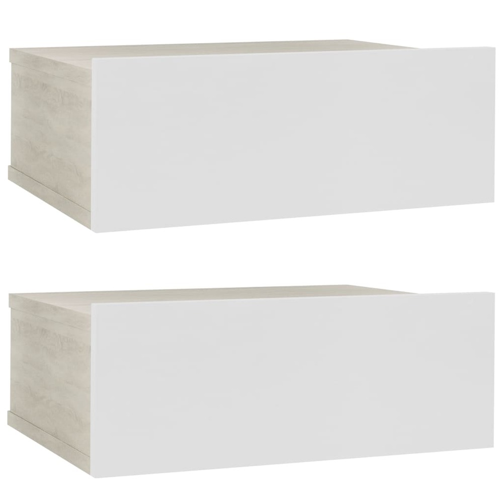 Tables de chevet flottantes 2 pcs blanc chêne sonoma 40x30x15cm
