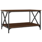 Table basse chêne marron 80x50x45 cm bois d'ingénierie et fer