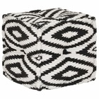 Pouf cube en coton motif fait à la main 40x40 cm noir et blanc