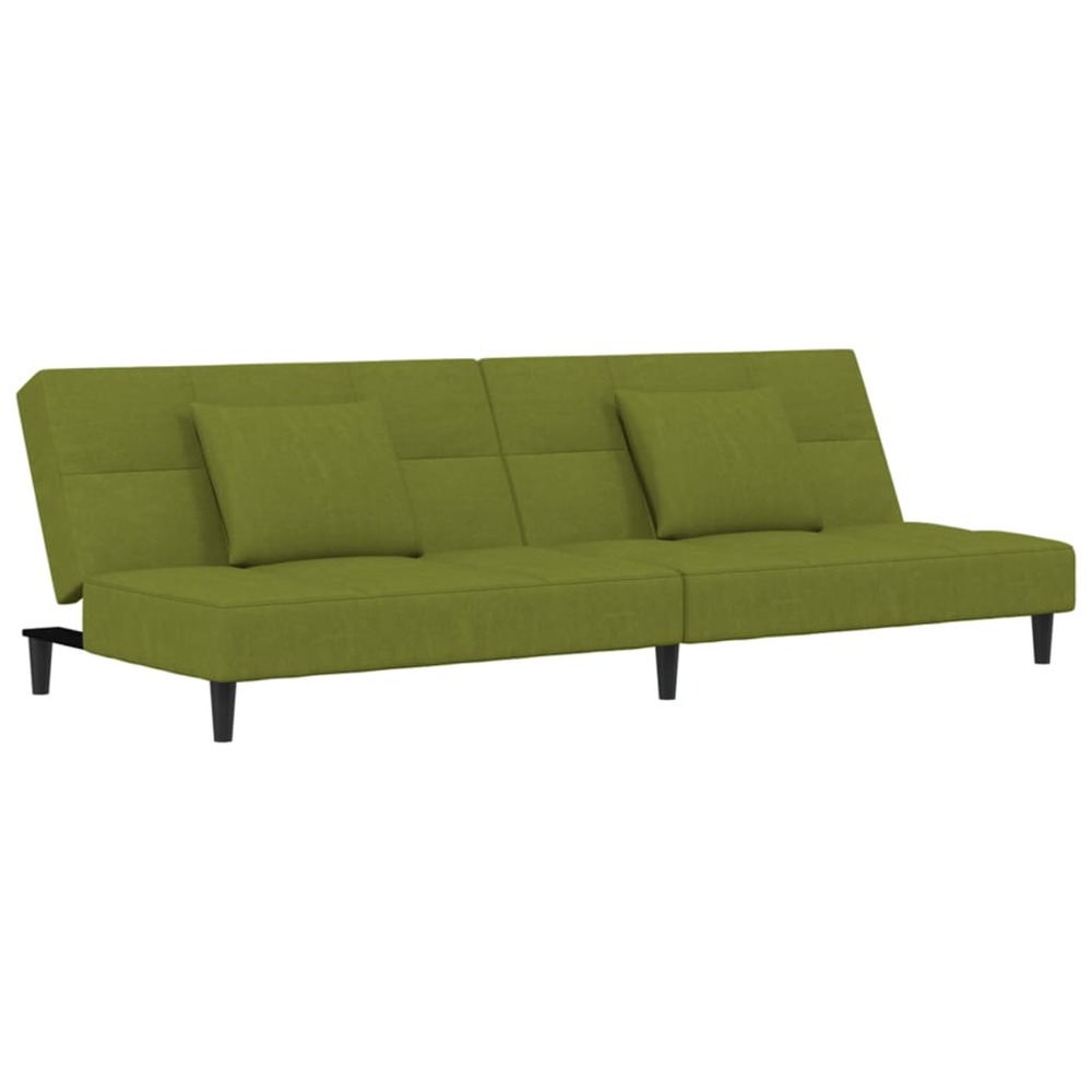 Canapé-lit à 2 places avec deux oreillers vert clair velours