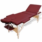 Table de massage pliante en bois 3 zones rouge
