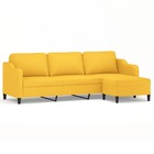 Canapé à 3 places avec repose-pieds jaune clair 210 cm tissu