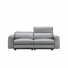 Canapé relax électrique 3 places - edison - cuir de vachette et simili gris - l206 x p 107 x h 95 cm
