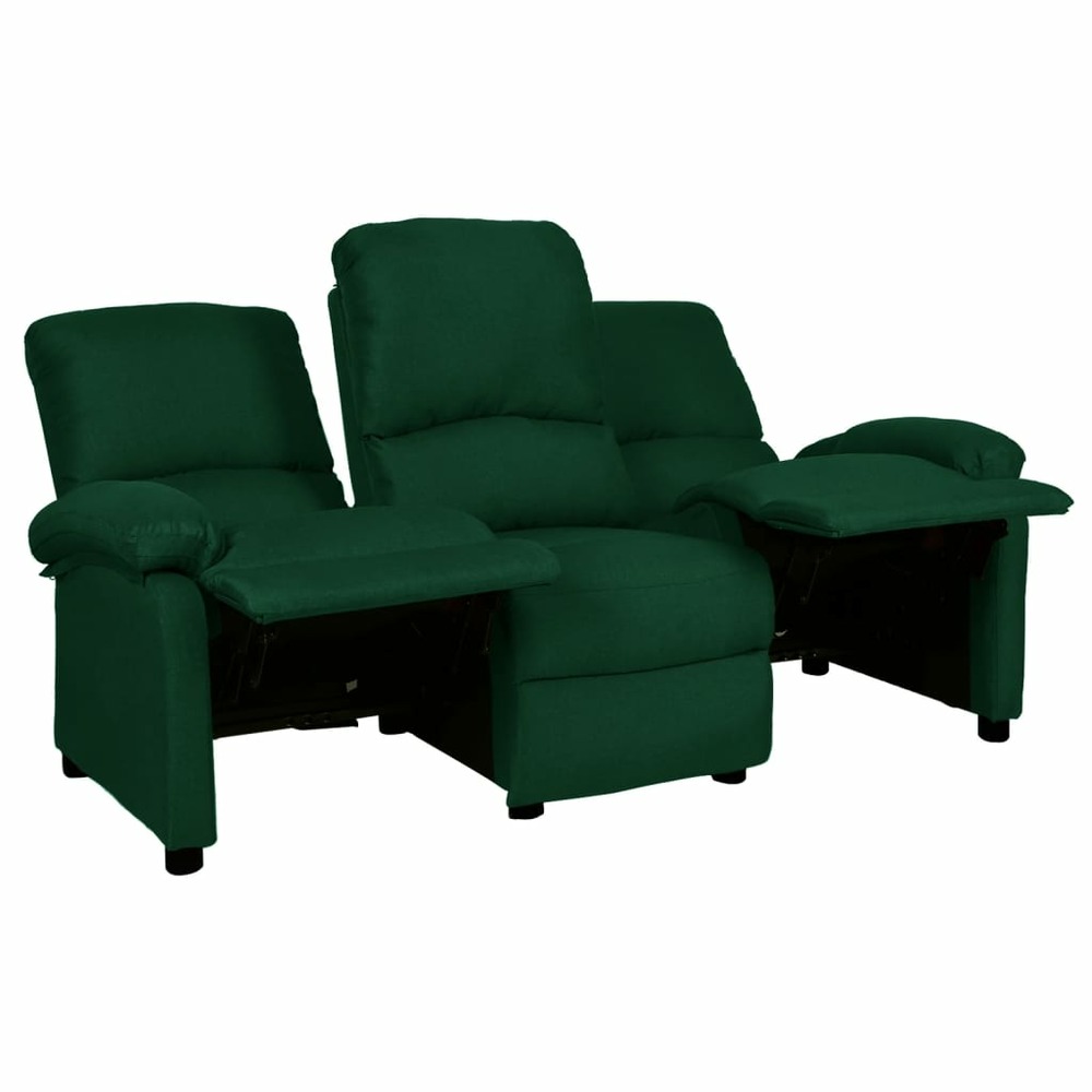 Canapé inclinable à 3 places vert foncé tissu