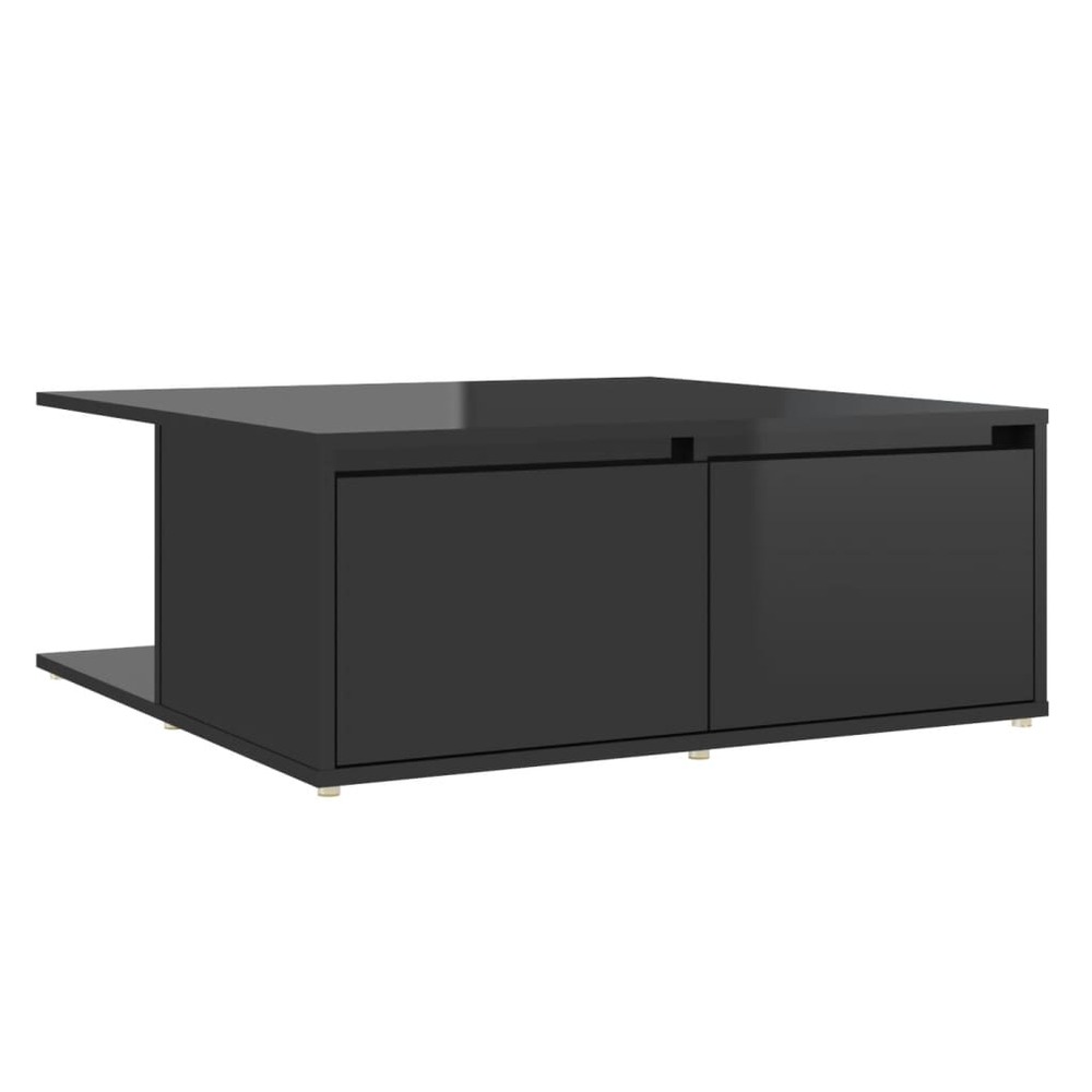 Table basse noir brillant 80x80x31 cm aggloméré