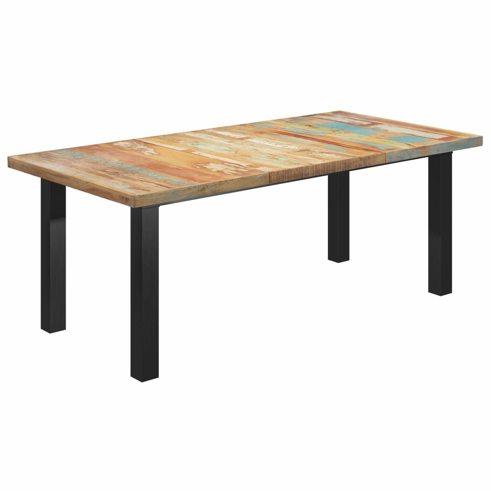 Table à dîner à pieds en i 200x100x77 cm bois de récupération