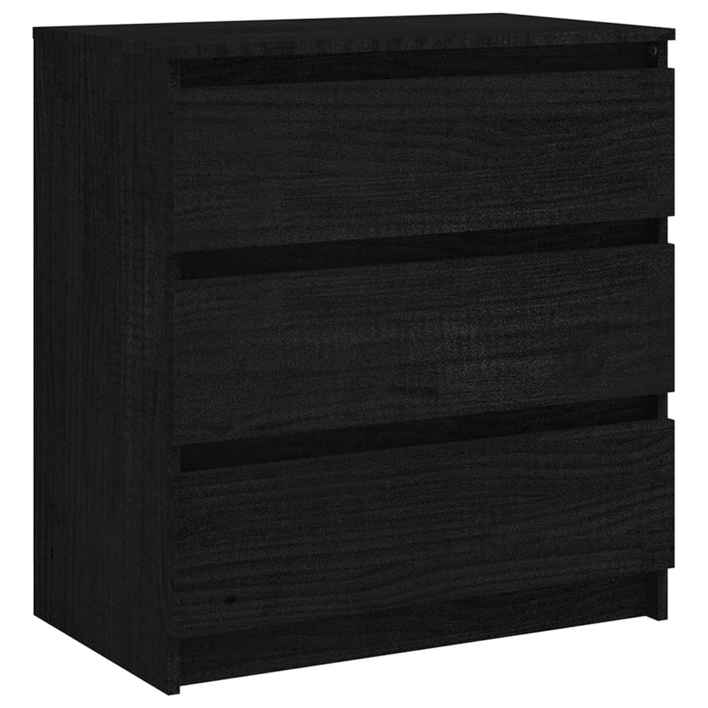 Table de chevet noir 60x36x64 cm bois de pin massif