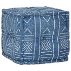 Pouf cube en coton avec motif 40 x 40 cm couleur indigo