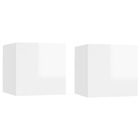 Tables de chevet 2 pcs blanc brillant 30,5x30x30 cm aggloméré