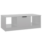 Table basse blanc brillant 102x50x36 cm bois d'ingénierie
